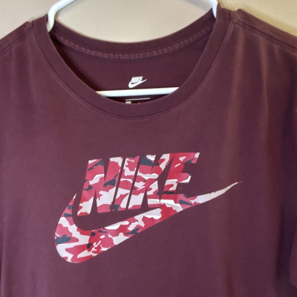Nike Men's Maroon Graphic Logo Athletic Cut Cotton Crew Neck T-Shirt L - Picture 4 of 6